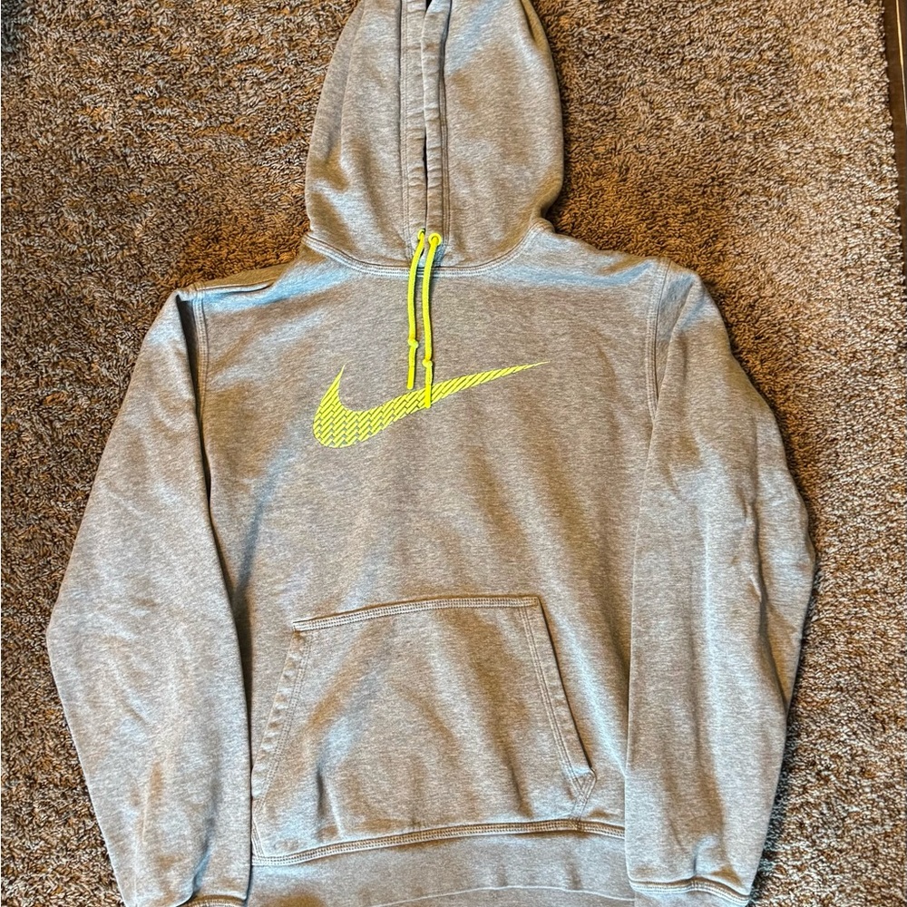 Nike Gray Hoodie with Neon Accents
